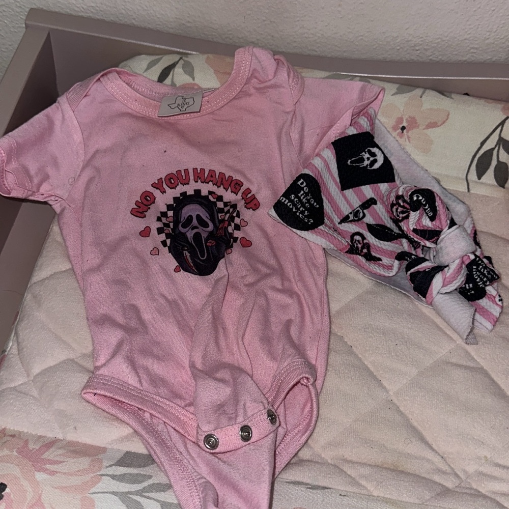 Pink Baby One Piece with Graphic Design